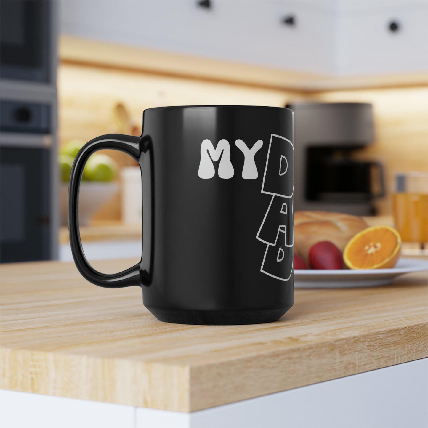 Exotic Print Fathers Day Black Mug, 15oz