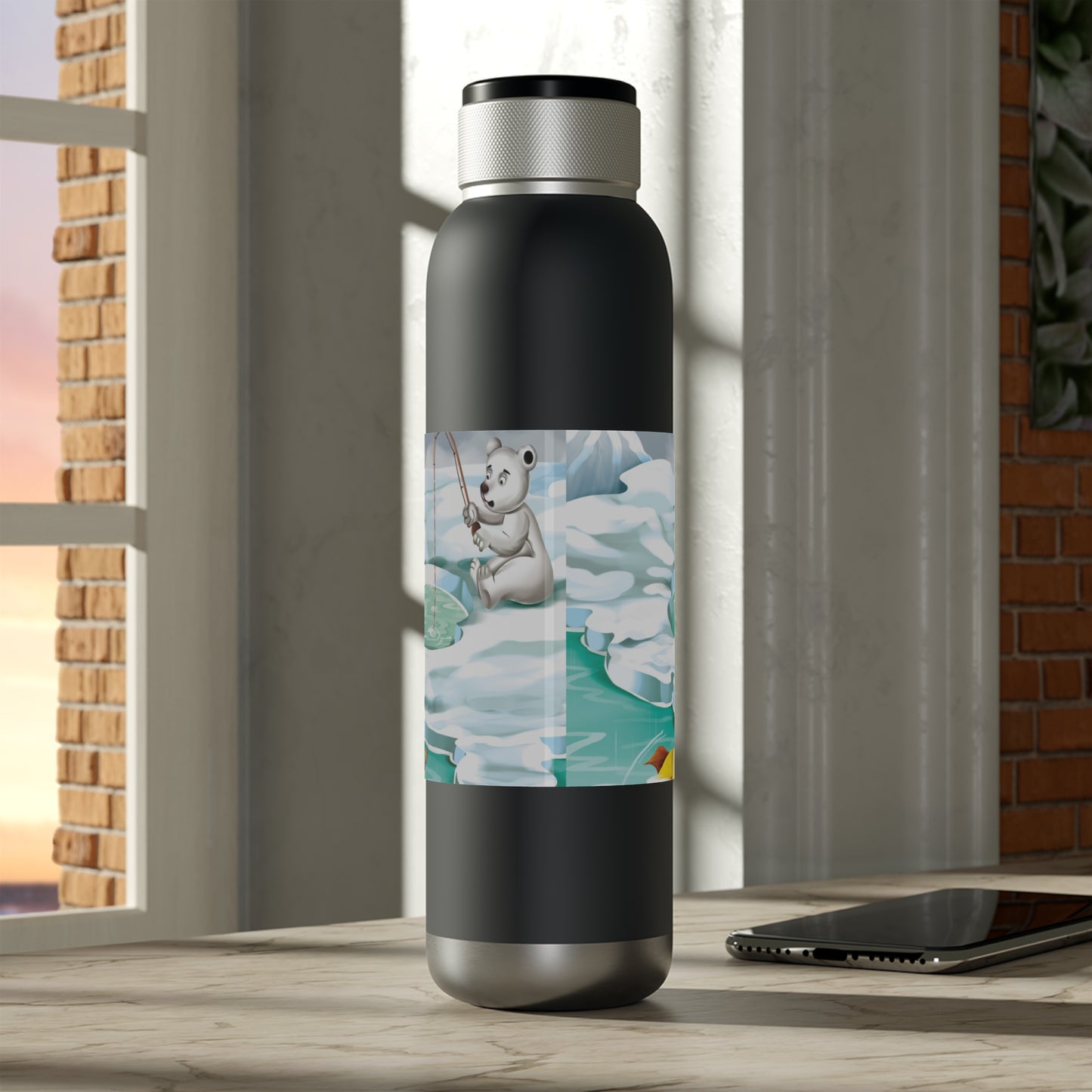 Poro The Polar Bear Soundwave Copper Vacuum Audio Bottle 22oz