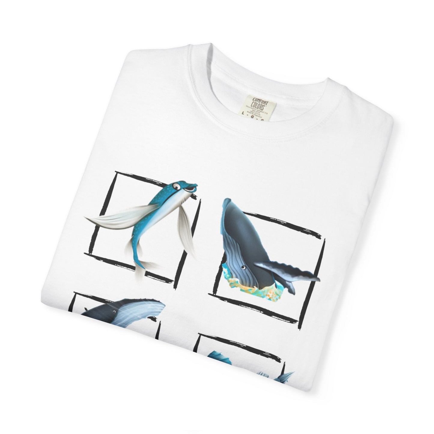 Ocean-Inspired Unisex Garment-Dyed T-Shirt, Whale Art Tee, Beachwear, Summer Gift, Eco-Friendly Apparel, Sea Life T-Shirt