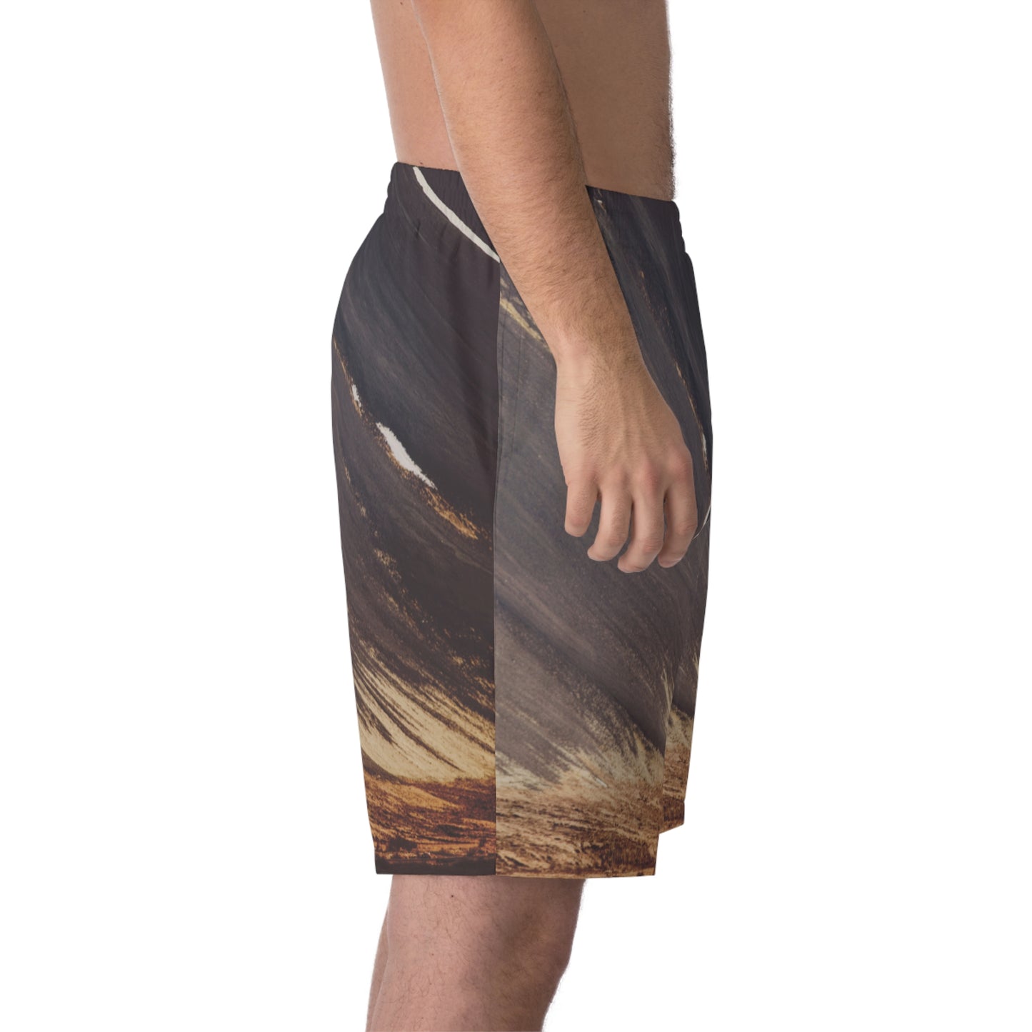 Exotic Print Men's Elastic Beach Shorts (AOP)