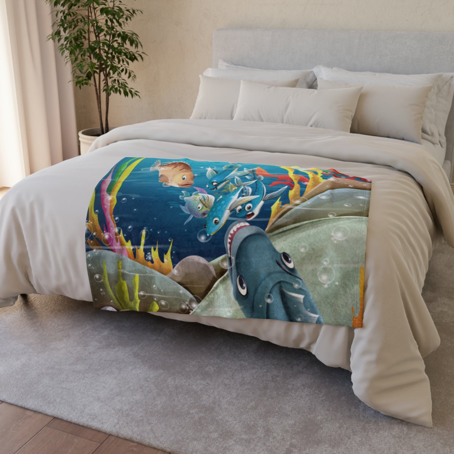 Finley the Flying Fish Soft Polyester Blanket