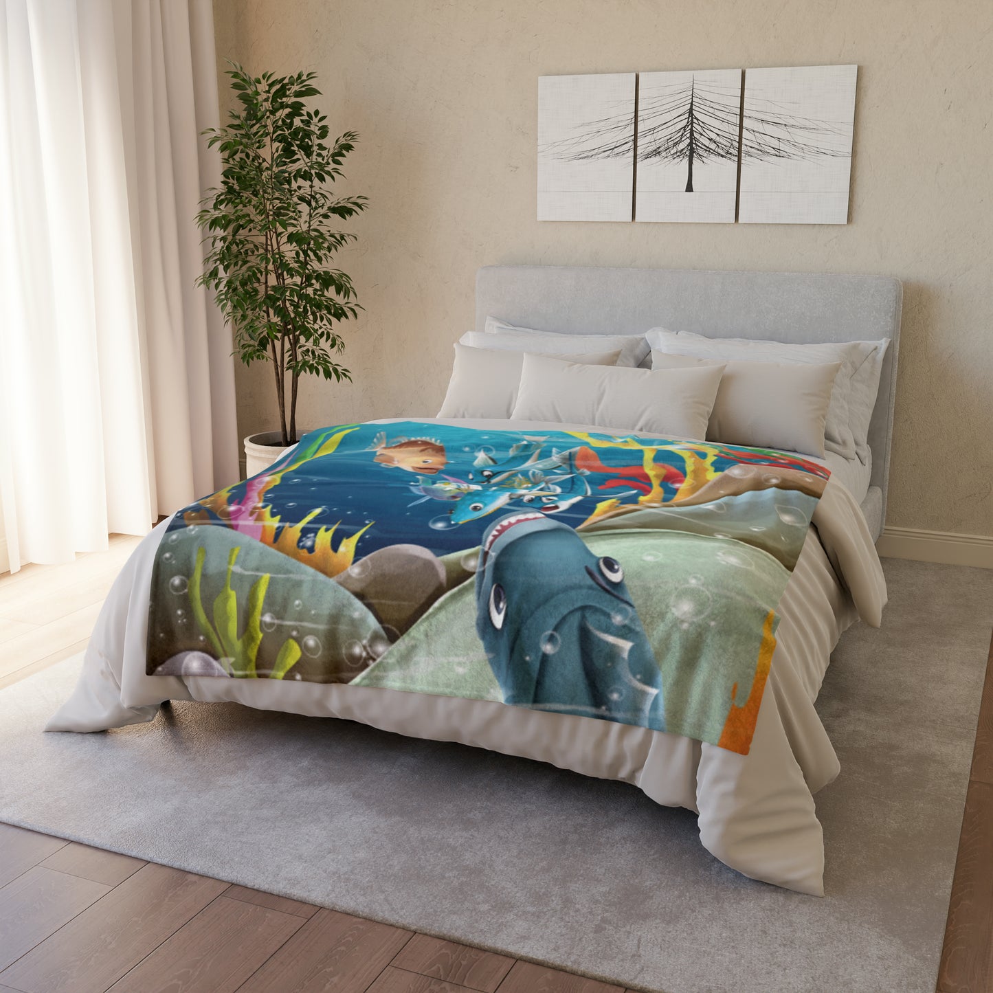 Finley the Flying Fish Soft Polyester Blanket