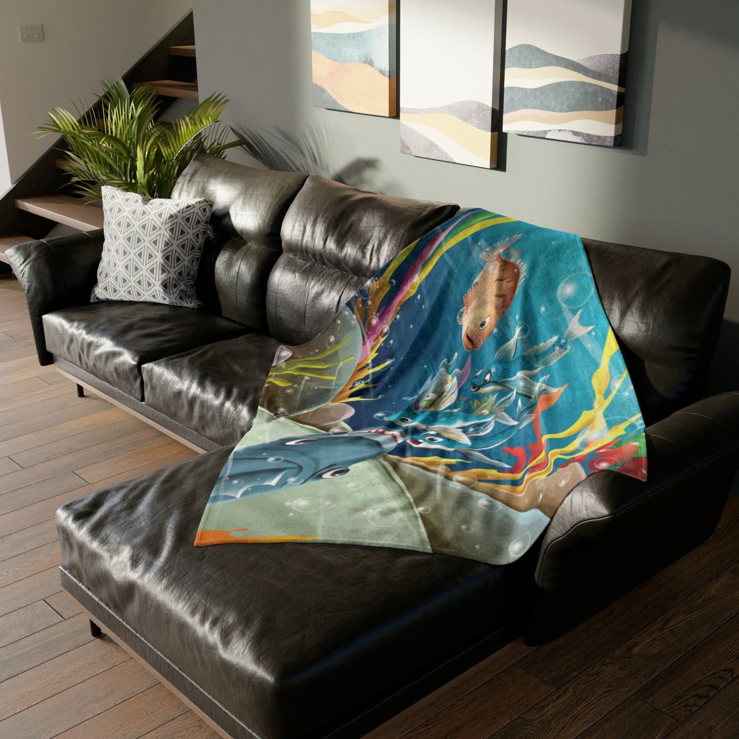 Finley the Flying Fish Soft Polyester Blanket