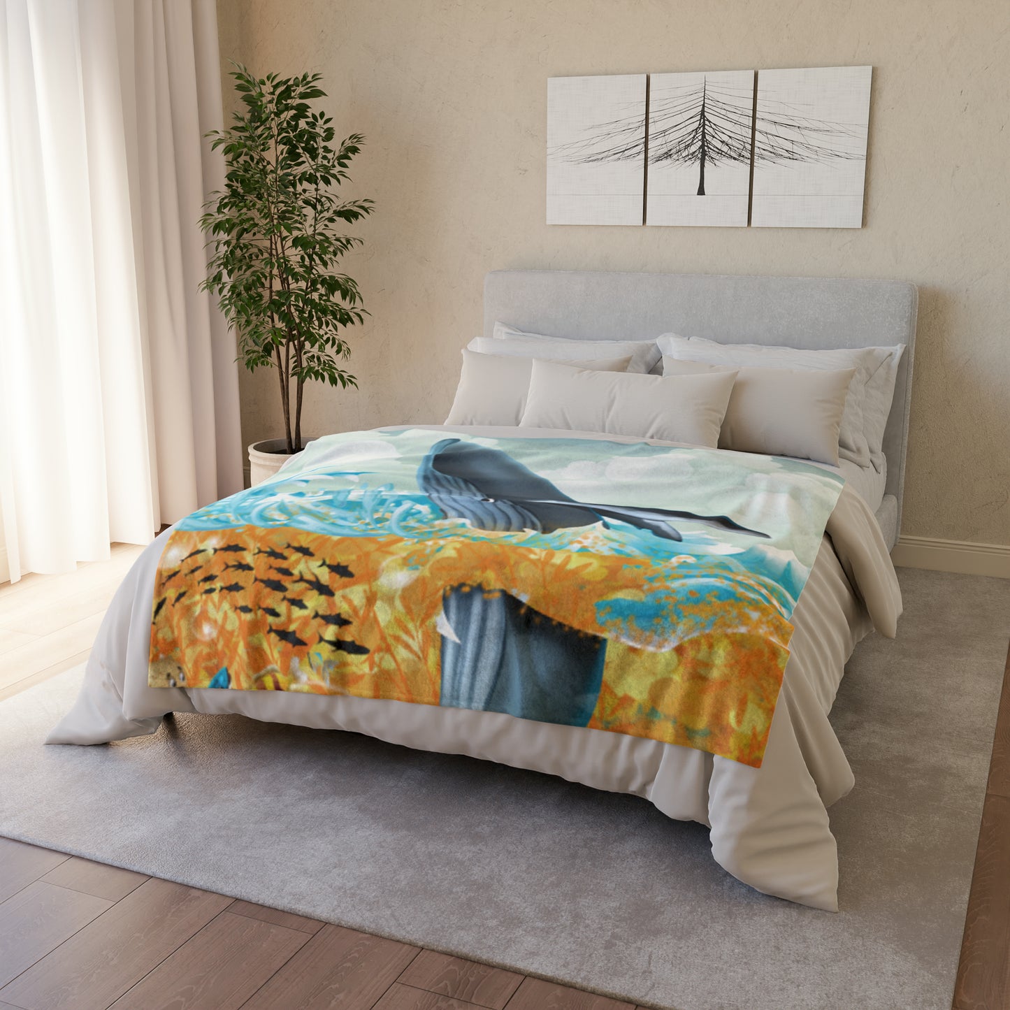 Finley the Flying Fish Soft Polyester Blanket