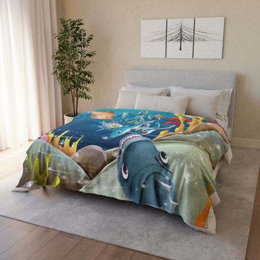 Finley the Flying Fish Soft Polyester Blanket