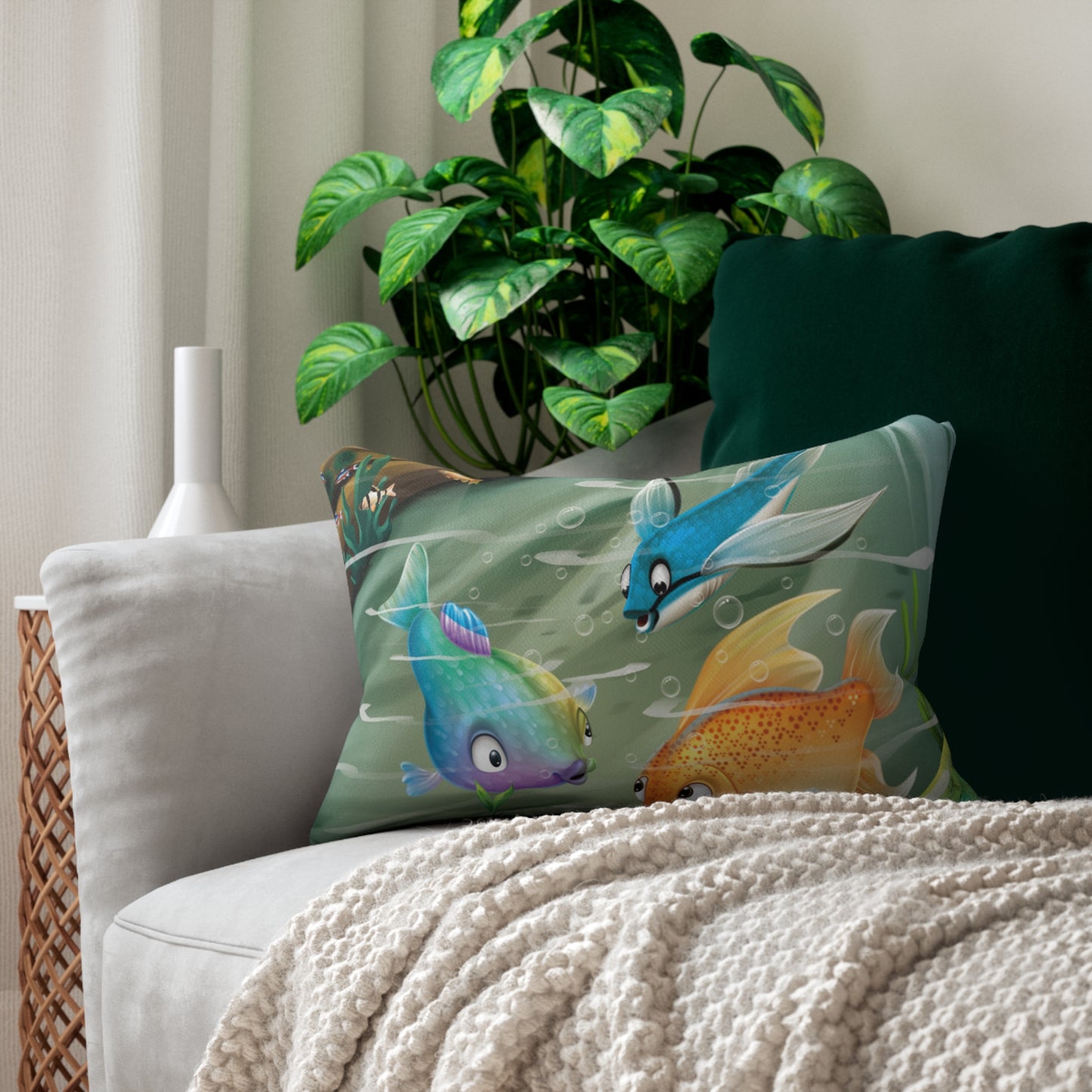 Finley The Flying Fish Spun Polyester Lumbar Pillow