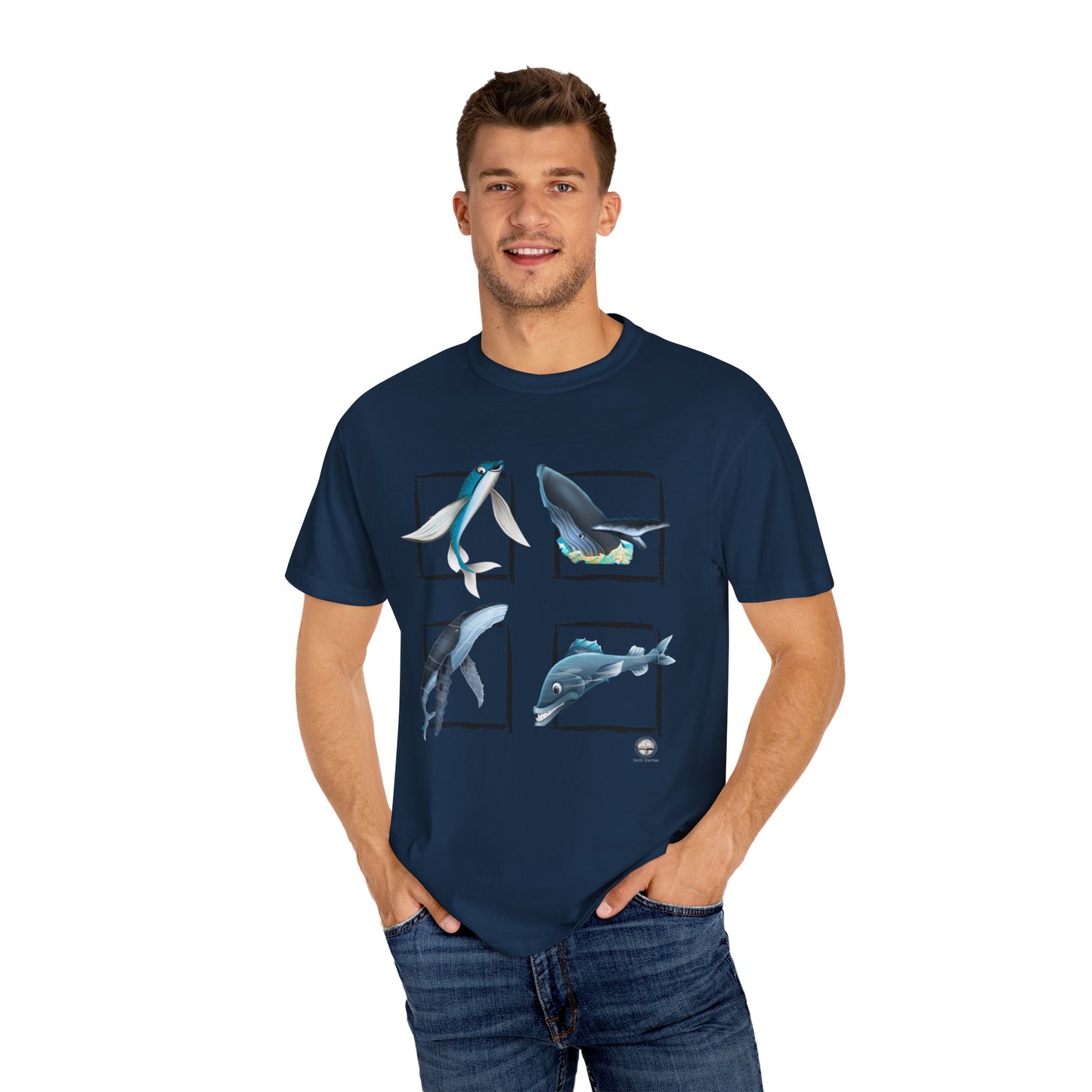 Ocean-Inspired Unisex Garment-Dyed T-Shirt, Whale Art Tee, Beachwear, Summer Gift, Eco-Friendly Apparel, Sea Life T-Shirt
