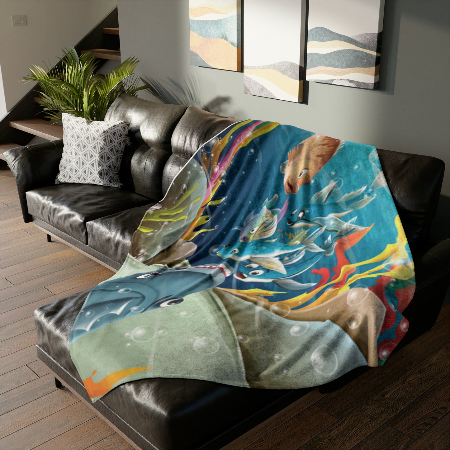 Finley the Flying Fish Soft Polyester Blanket