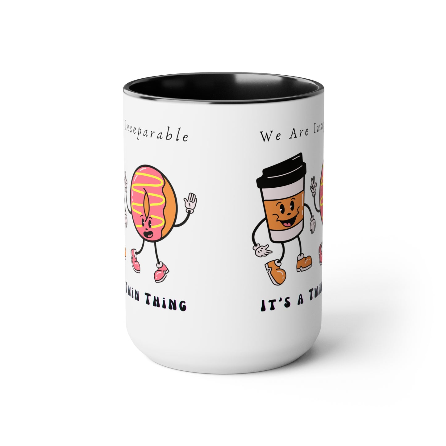 Twin Two-Tone Coffee Mugs, 15oz