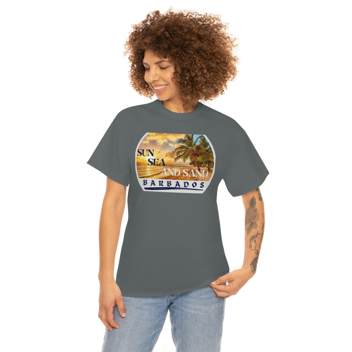 Sun Sea Sand Barbados Unisex Heavy Cotton Tee