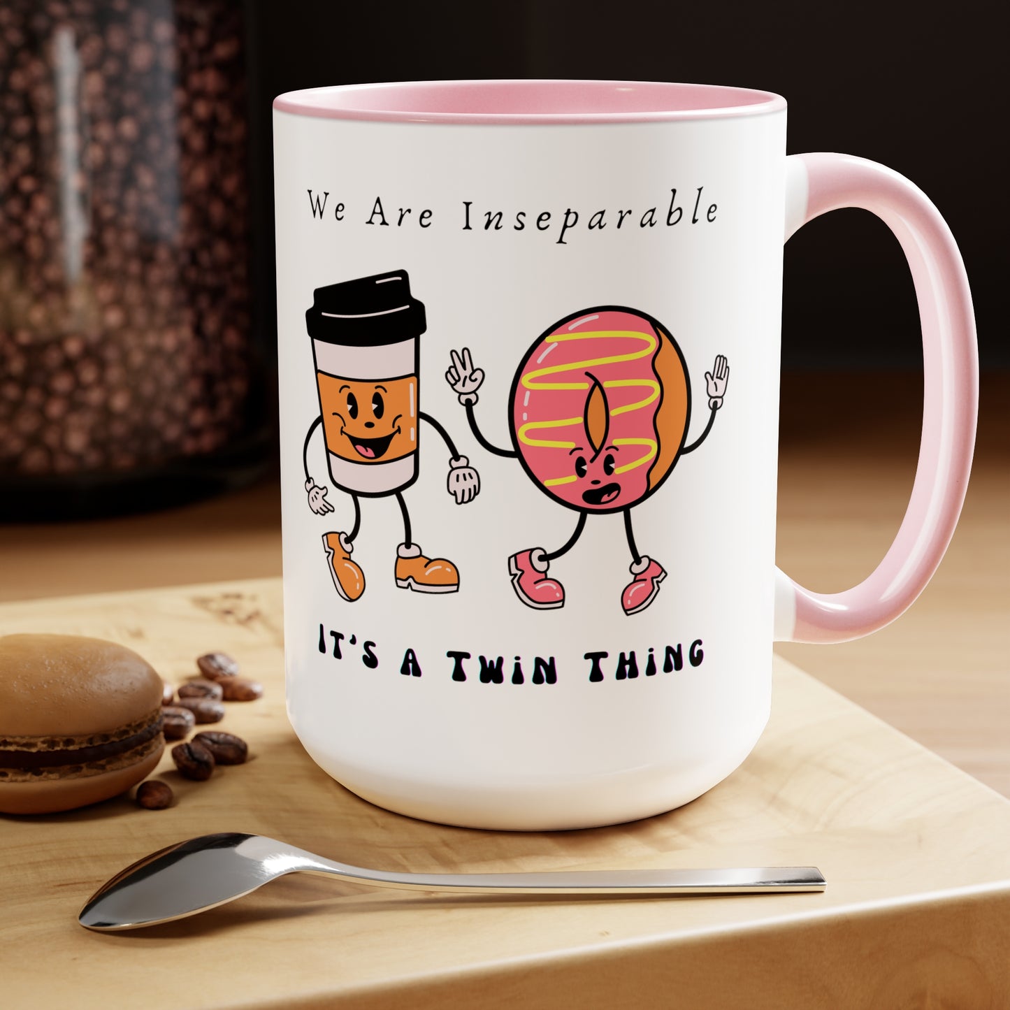 Twin Two-Tone Coffee Mugs, 15oz