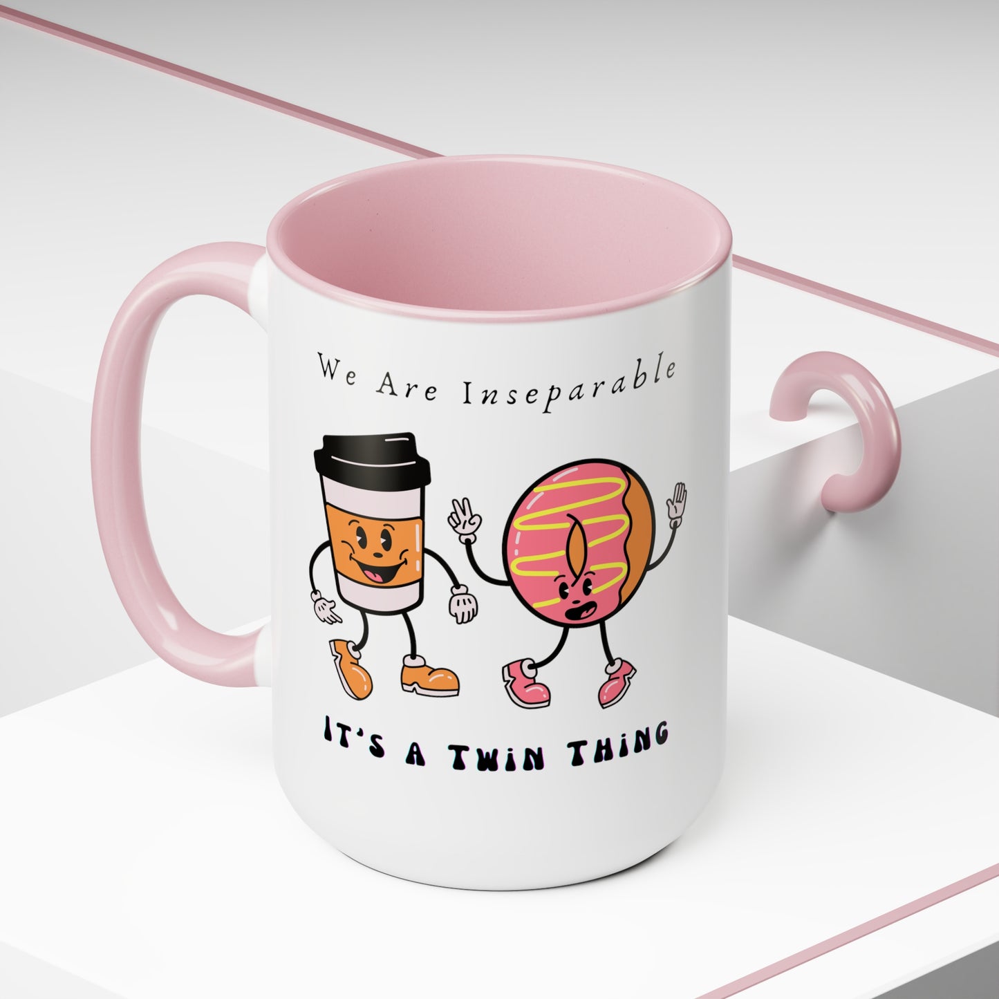 Twin Two-Tone Coffee Mugs, 15oz