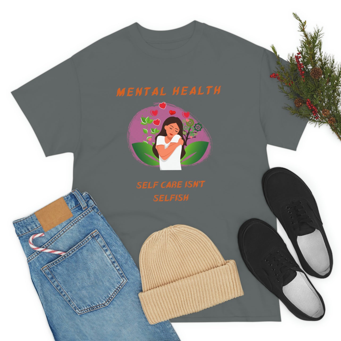 Mental Health Self Care Unisex Heavy Cotton Tee