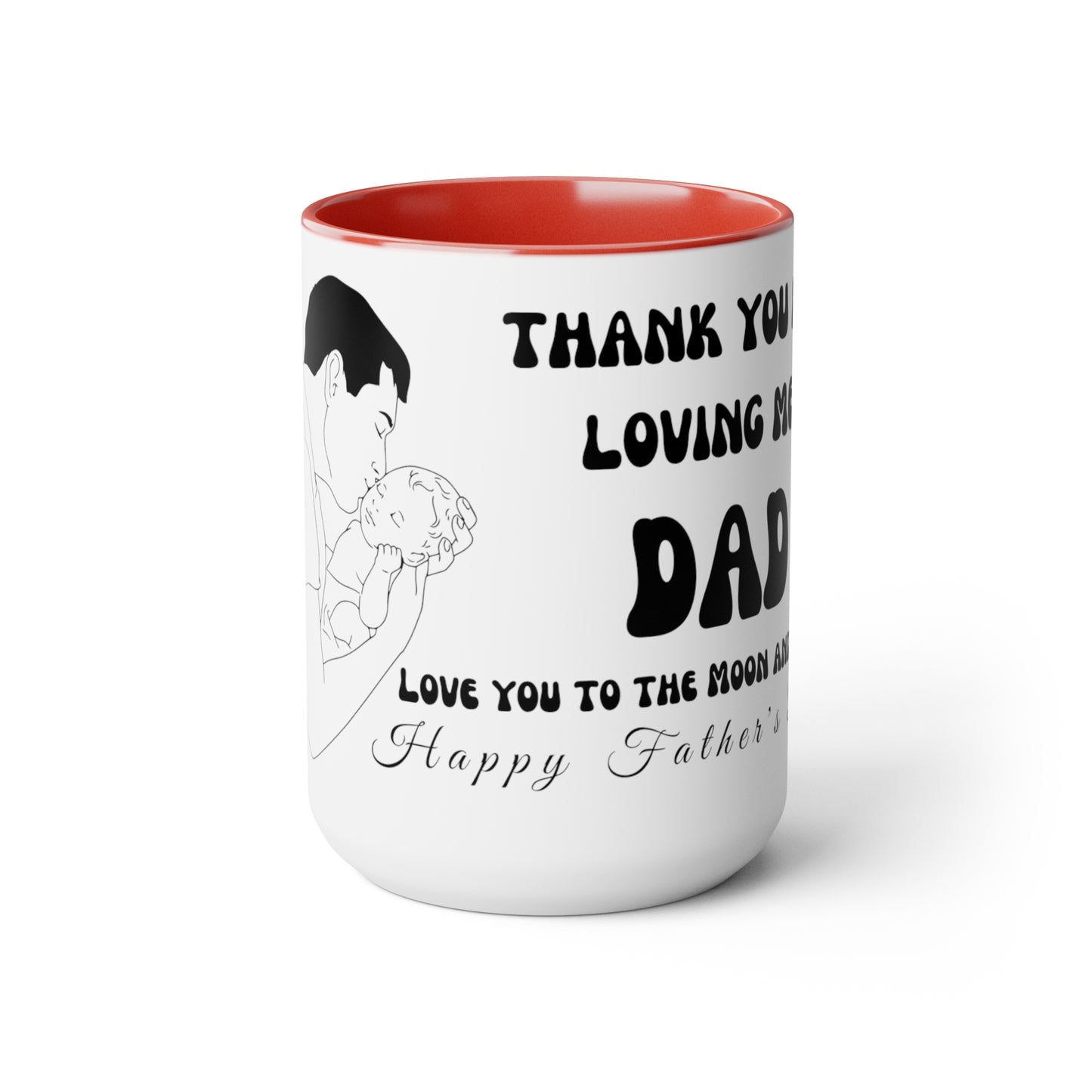 Exotic Print Father's Day "Love you to the moon and back" Two-Tone Coffee Mugs, 15oz