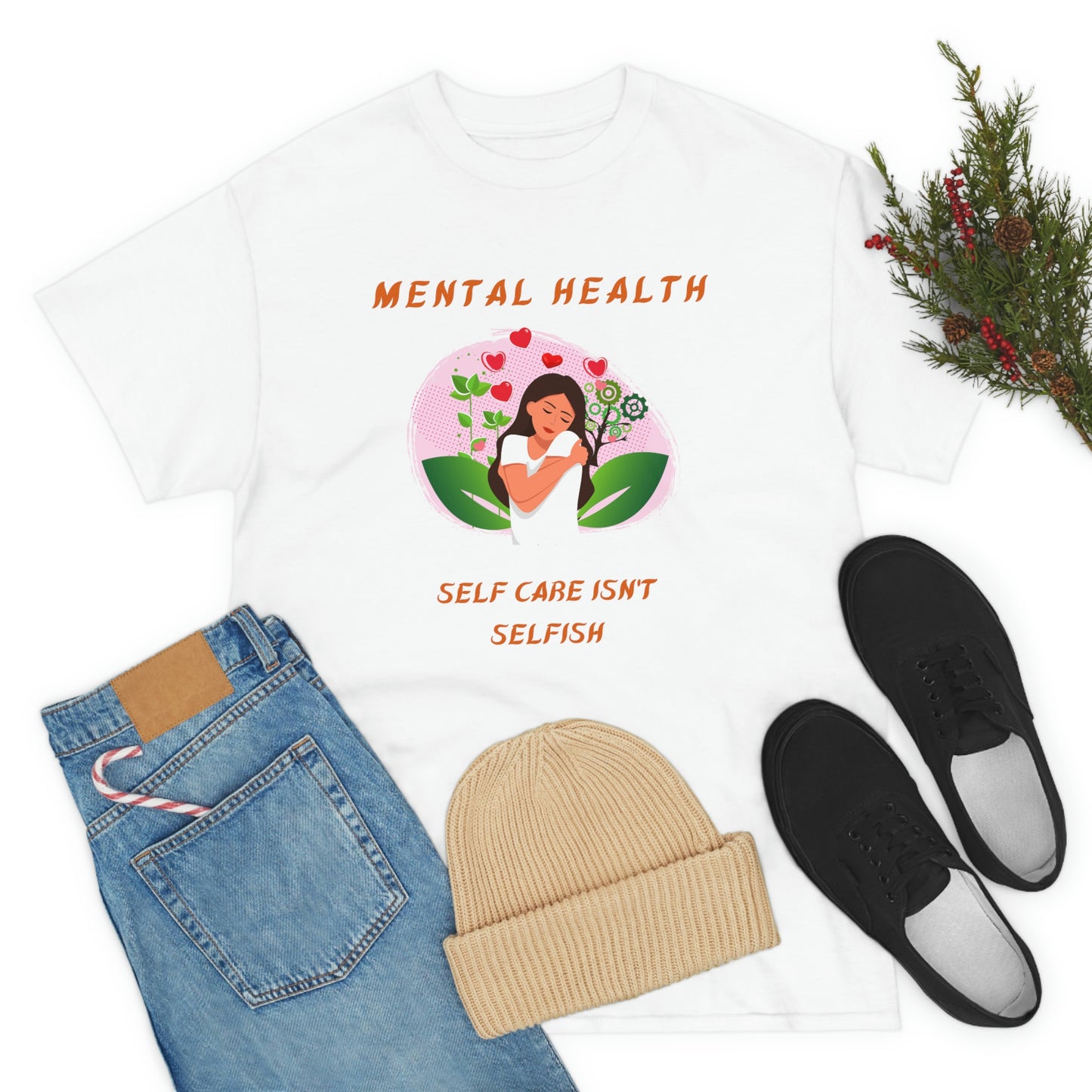 Mental Health Self Care Unisex Heavy Cotton Tee