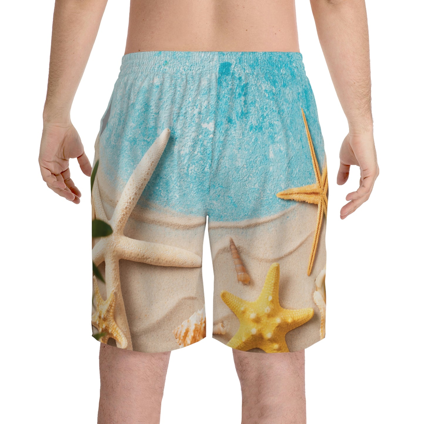 Exotic Print Men's Elastic Beach Shorts (AOP)