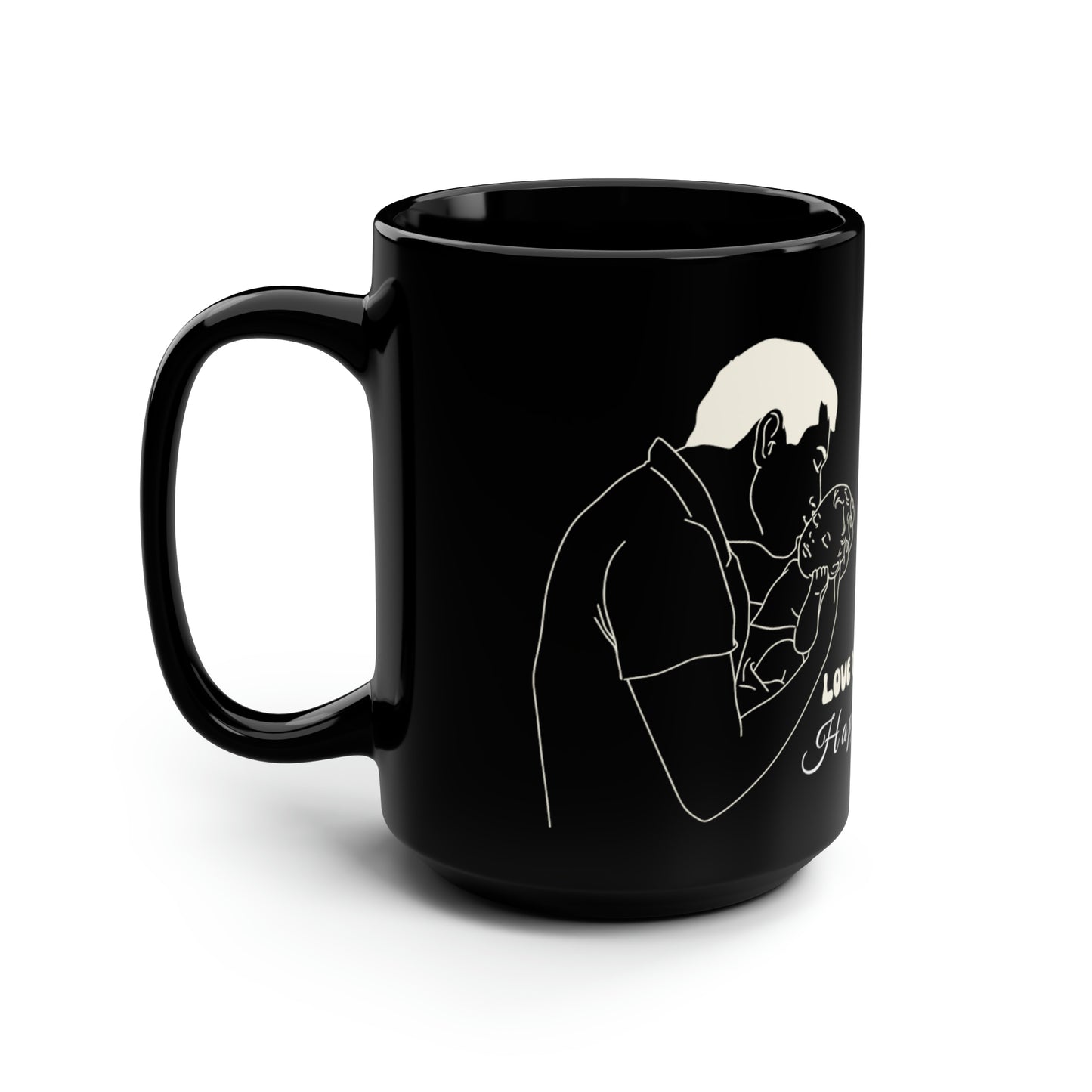 Exotic Print Father's Day "Love you to the moon and back" Black Mug, 15oz