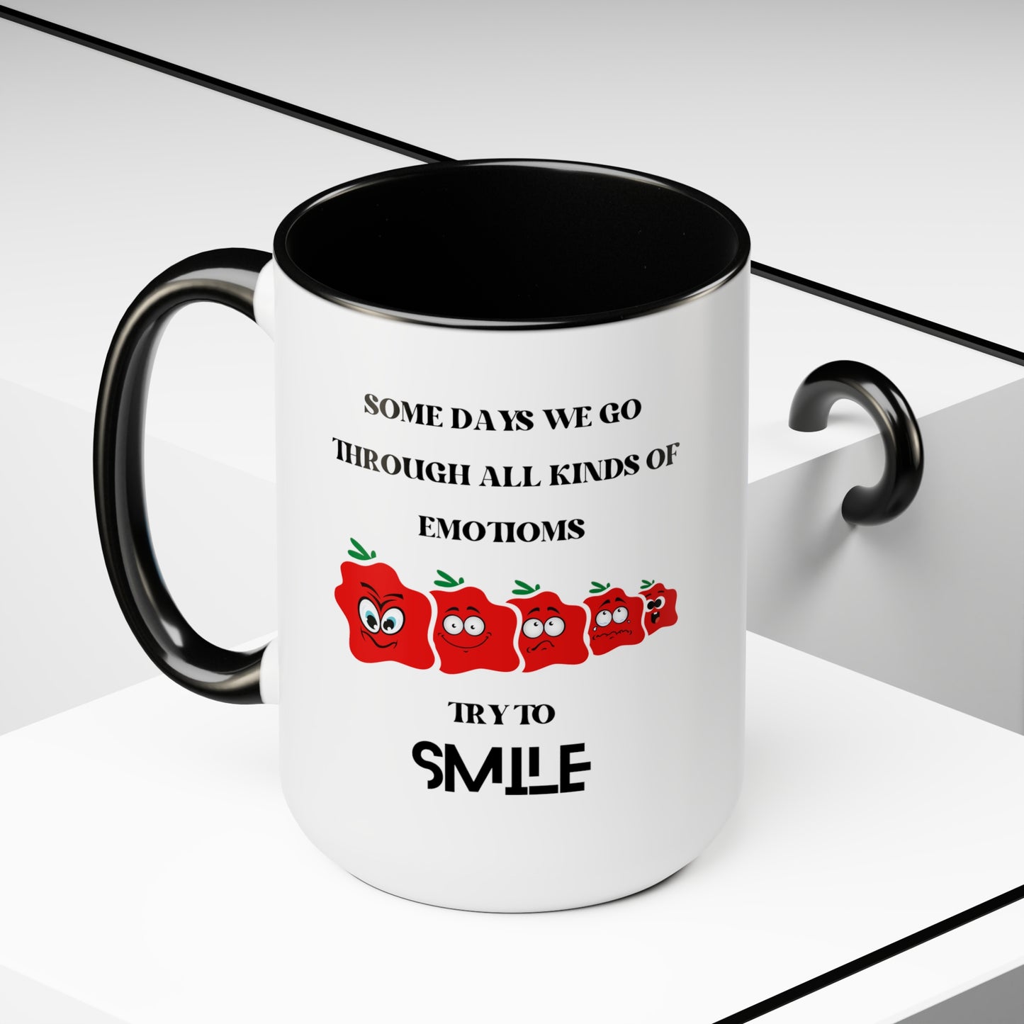 Smile Two-Tone Coffee Mugs, 15oz