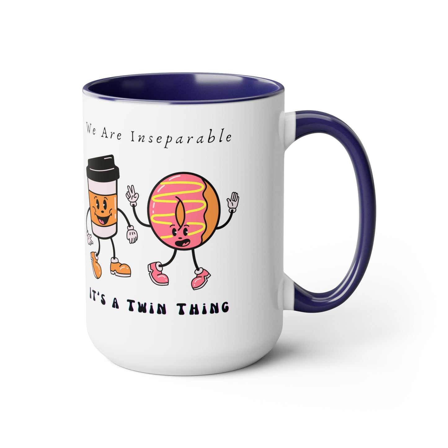 Twin Two-Tone Coffee Mugs, 15oz