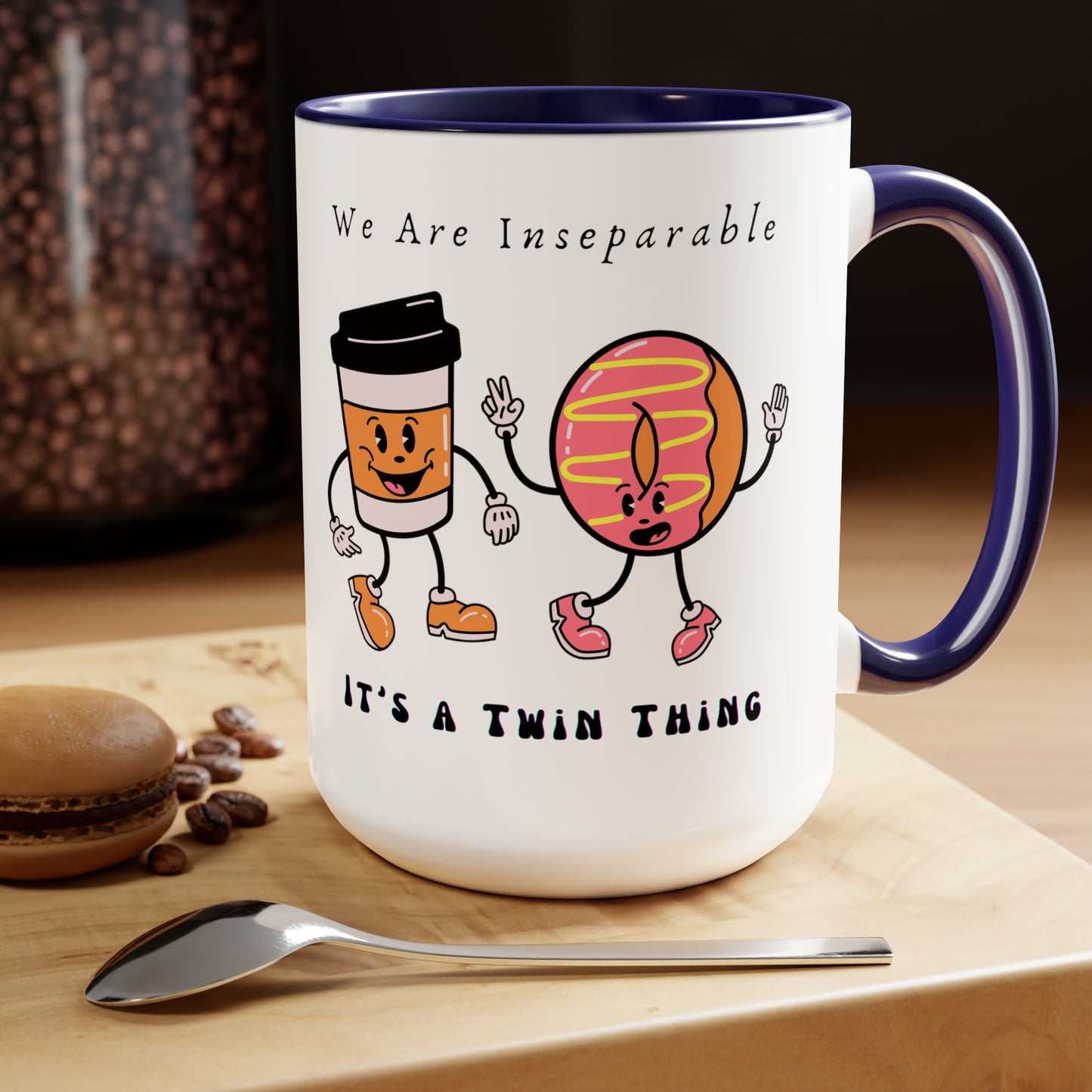 Twin Two-Tone Coffee Mugs, 15oz