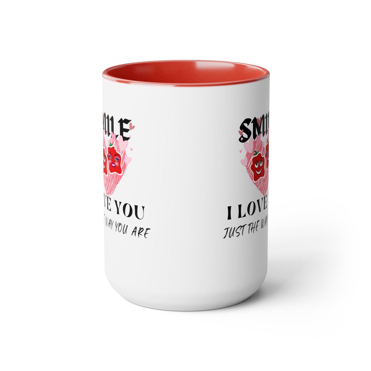 Smile Two-Tone Coffee Mugs, 15oz