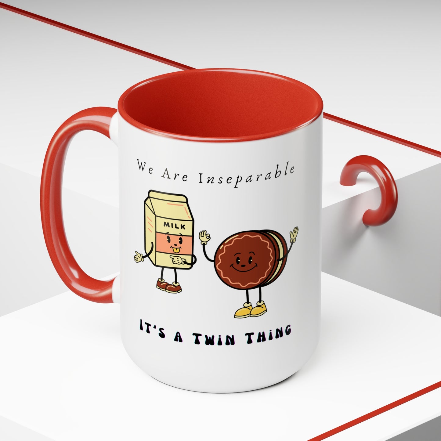 Twin Two-Tone Coffee Mugs, 15oz