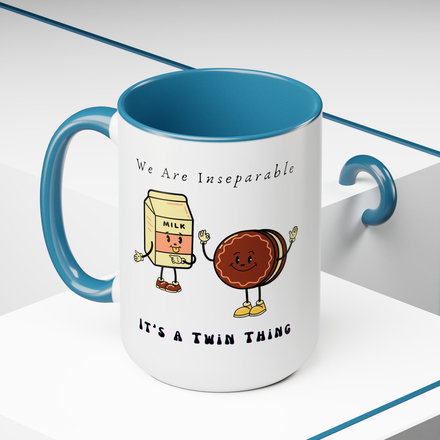 Twin Two-Tone Coffee Mugs, 15oz