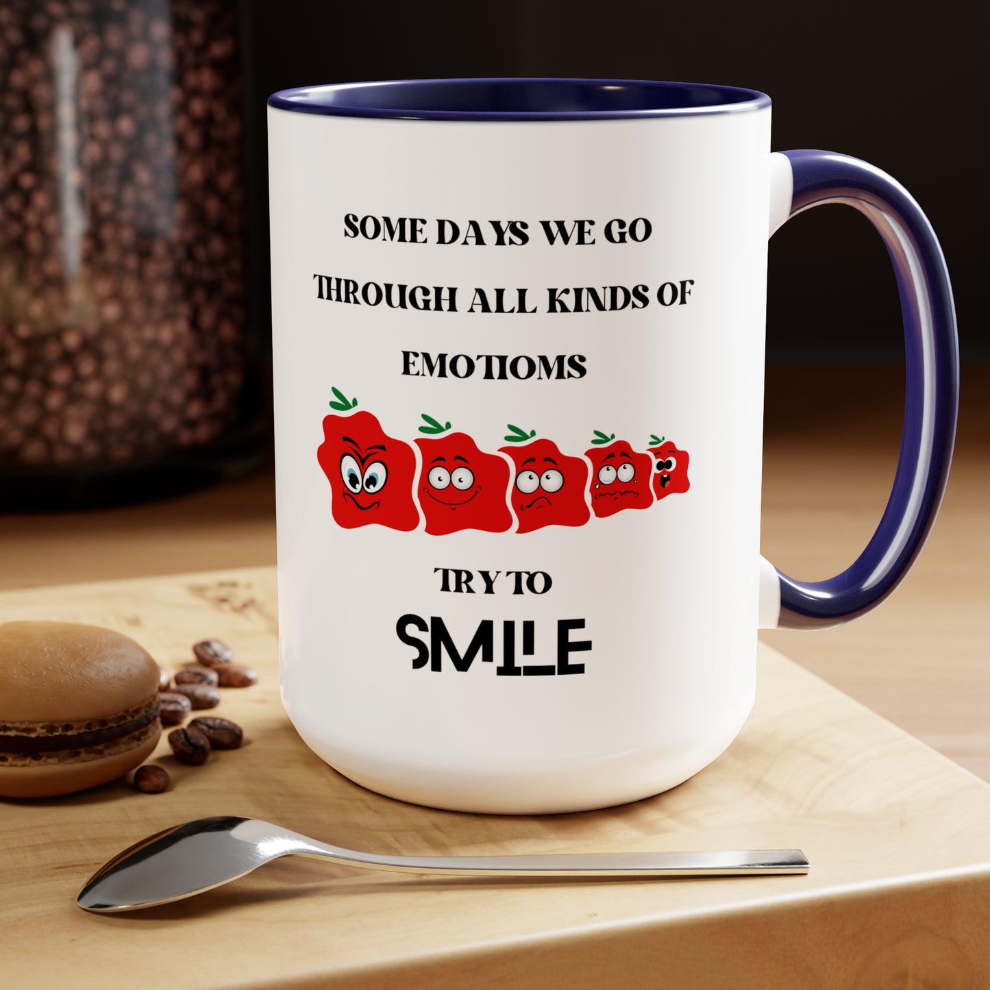 Smile Two-Tone Coffee Mugs, 15oz