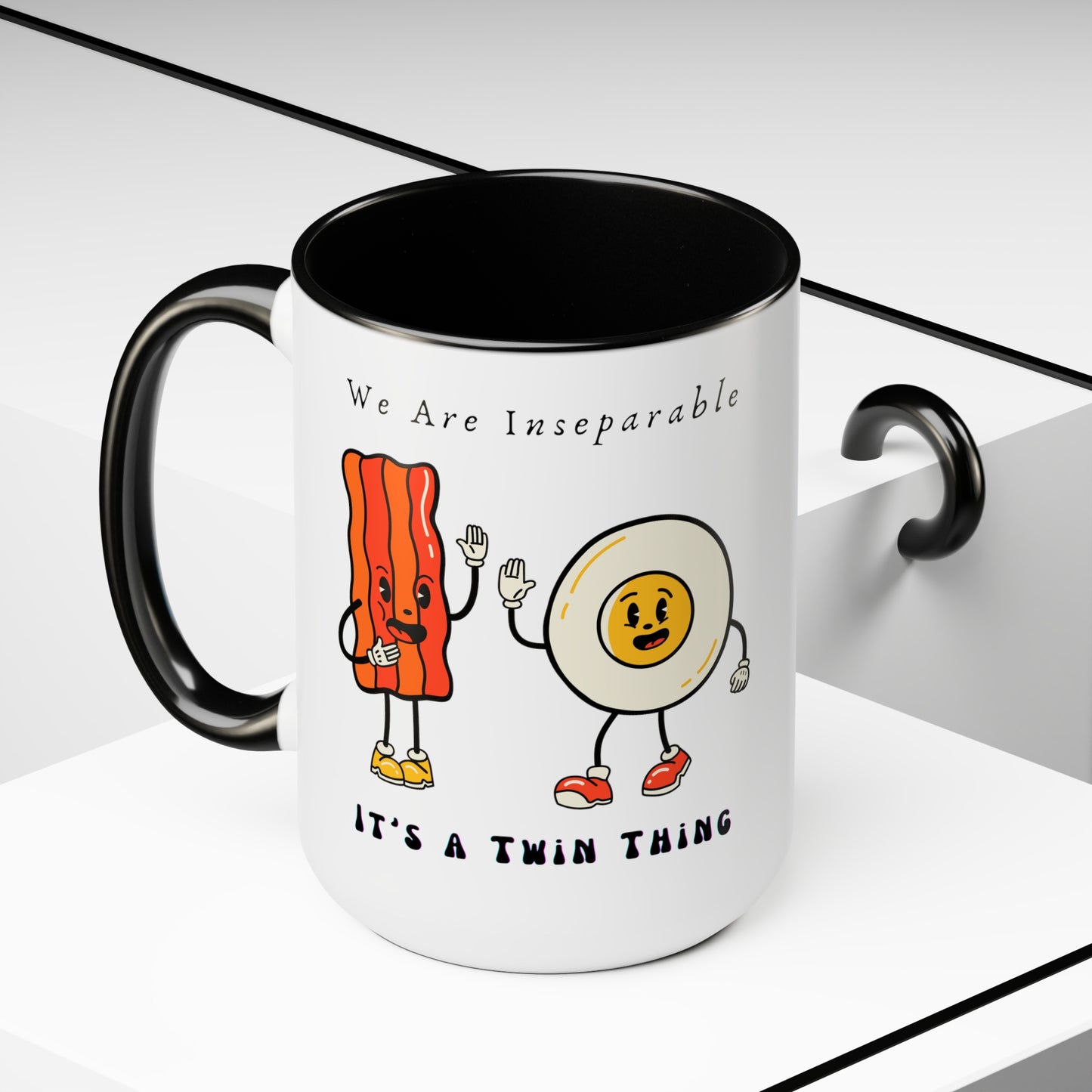 Twin Two-Tone Coffee Mugs, 15oz