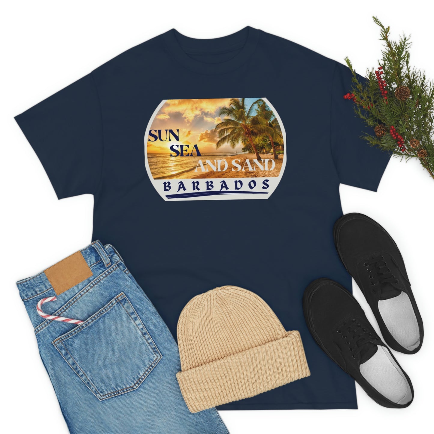 Sun Sea Sand Barbados Unisex Heavy Cotton Tee