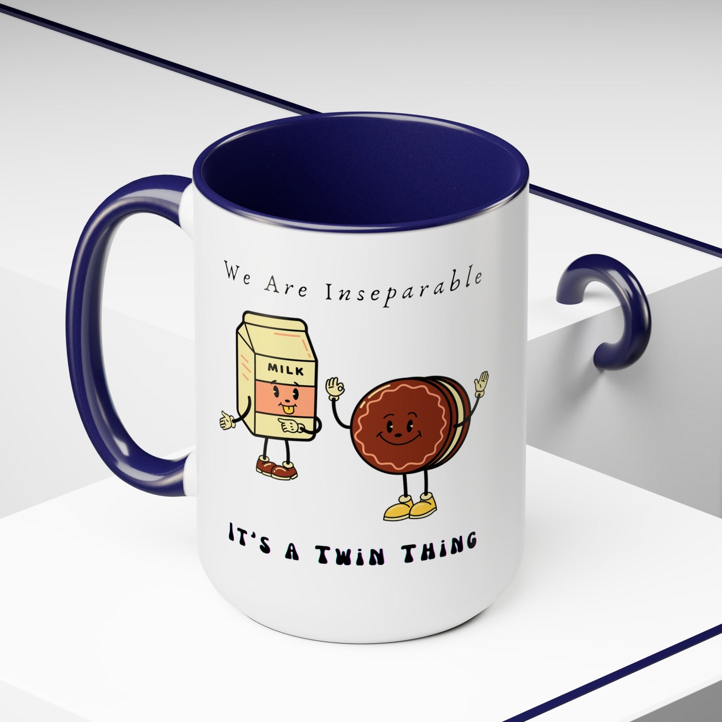 Twin Two-Tone Coffee Mugs, 15oz