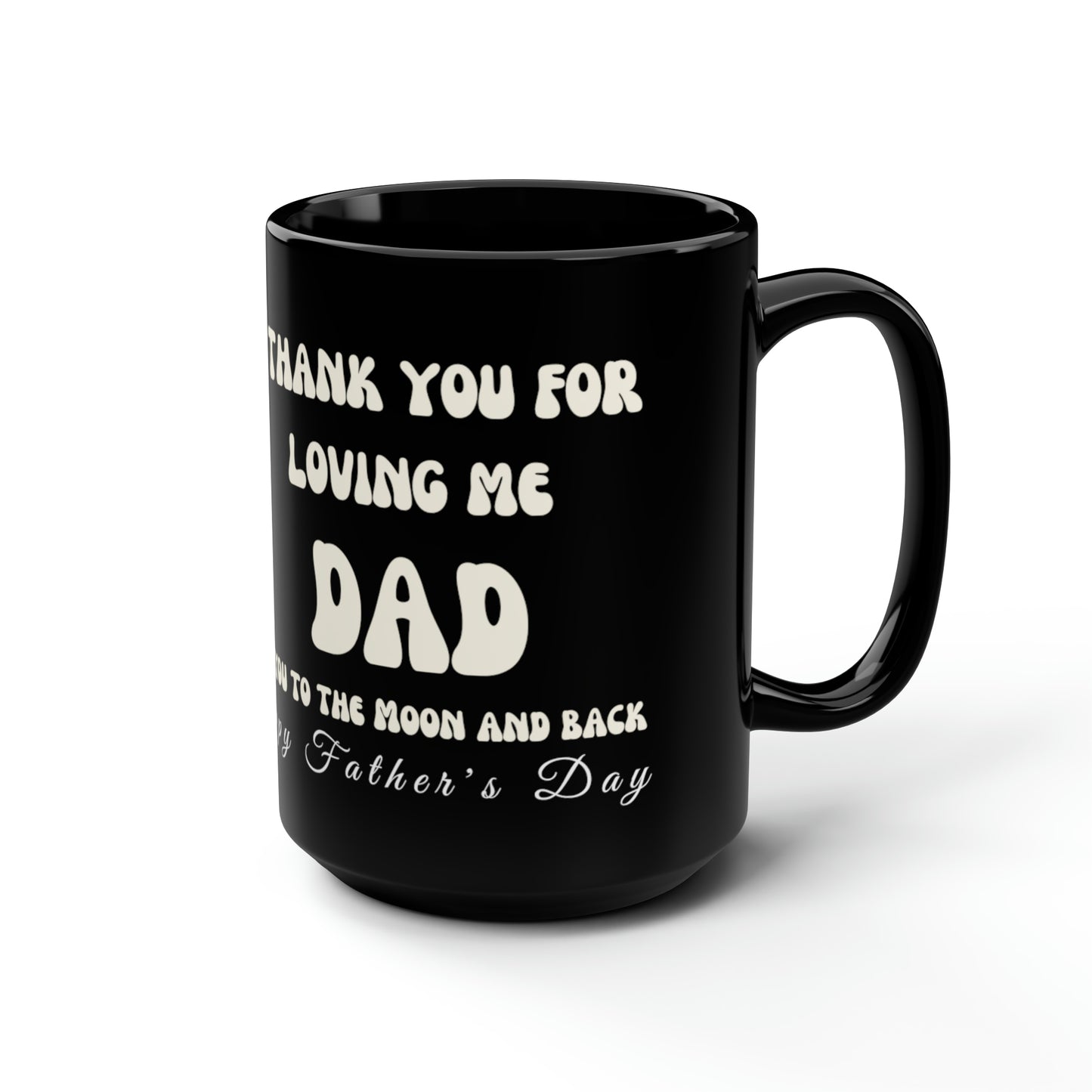 Exotic Print Father's Day "Love you to the moon and back" Black Mug, 15oz