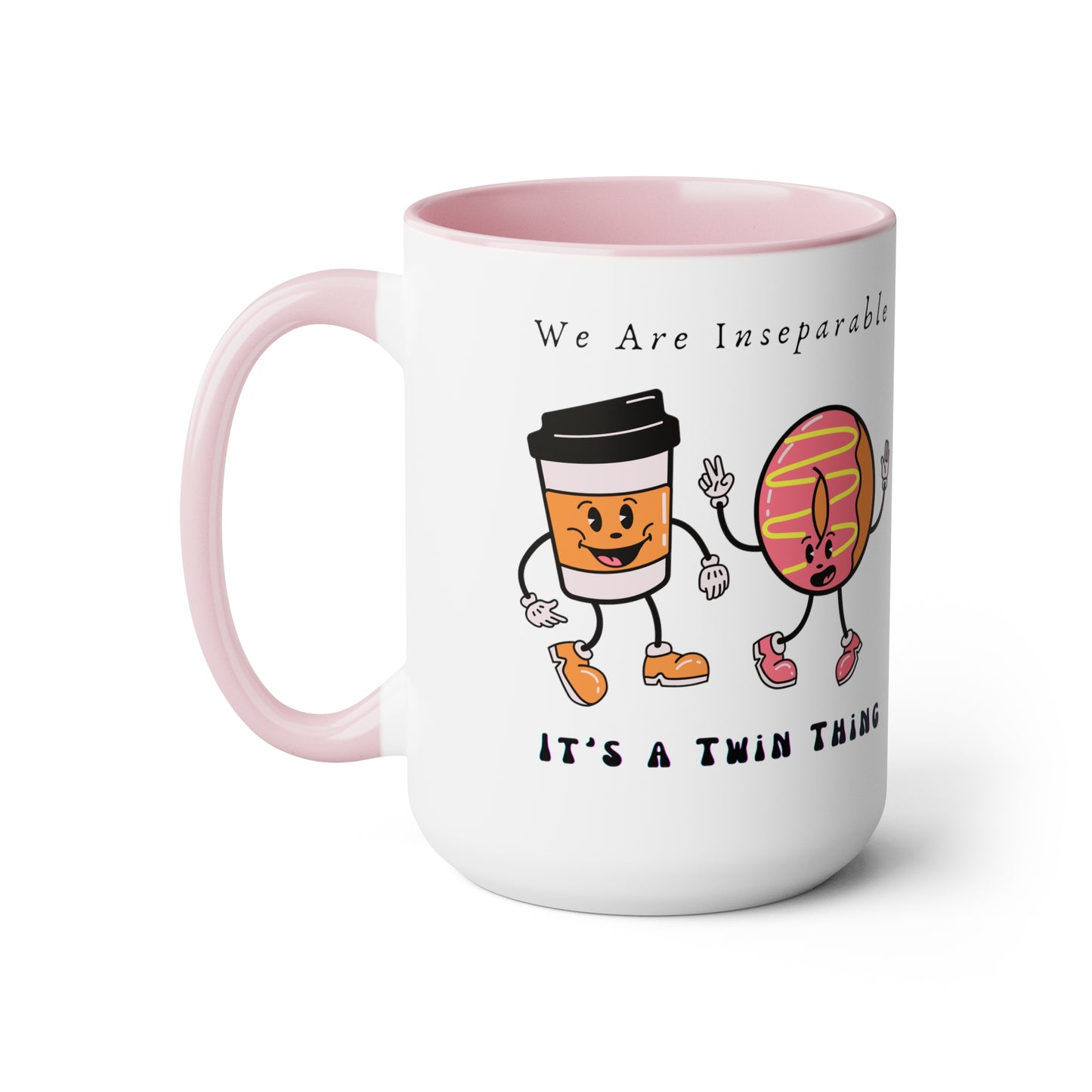 Twin Two-Tone Coffee Mugs, 15oz