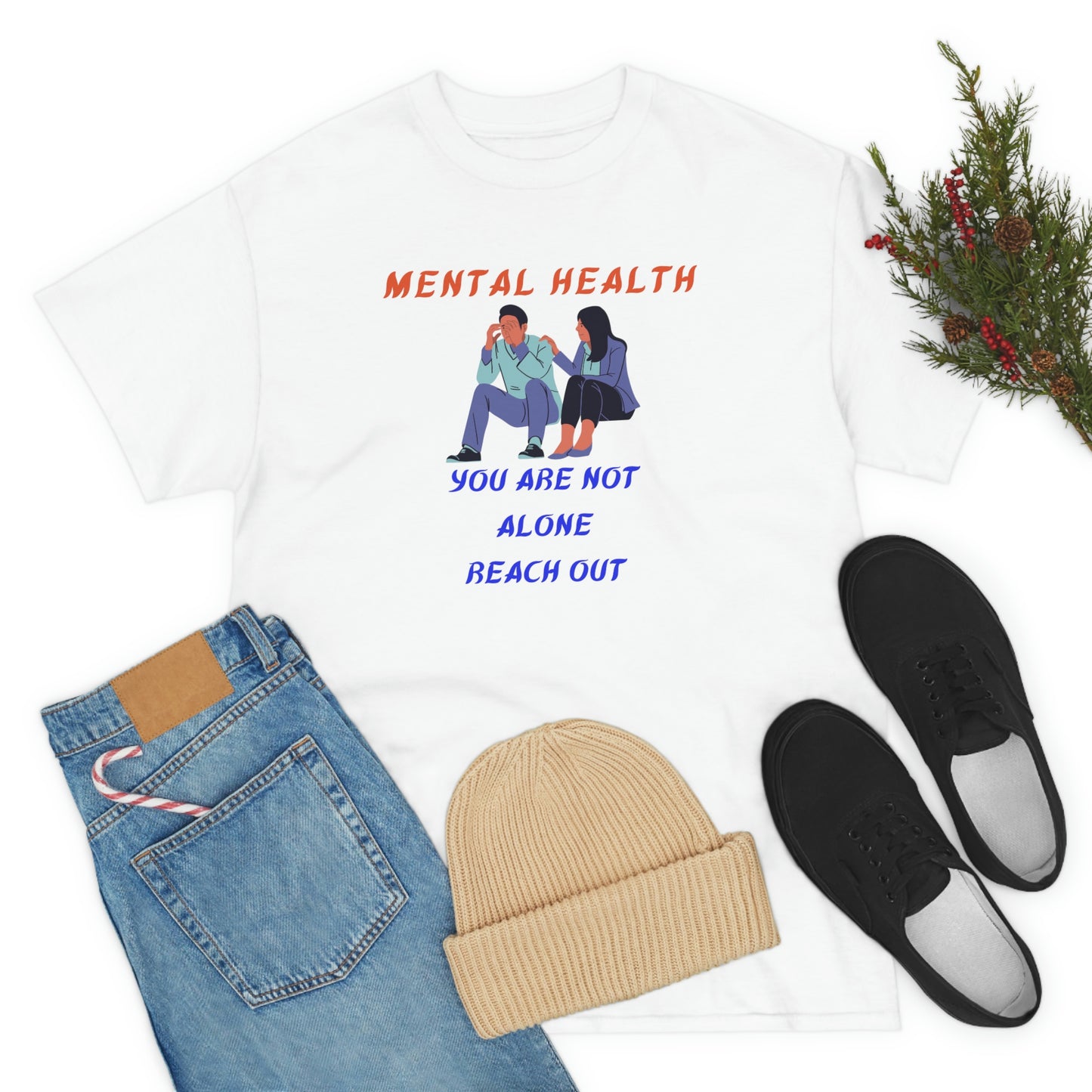 Mental Health You Are Not Alone Unisex Heavy Cotton Tee