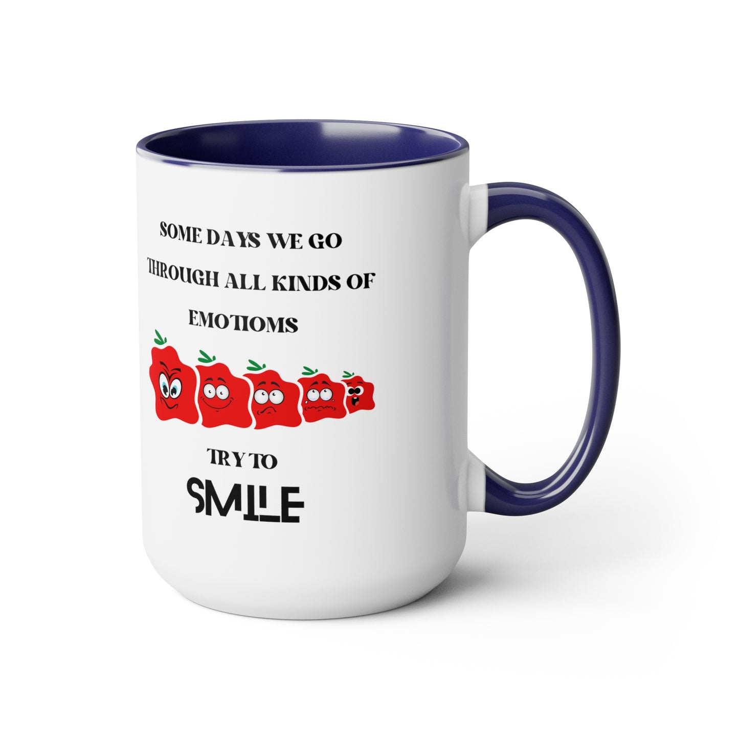 Smile Two-Tone Coffee Mugs, 15oz