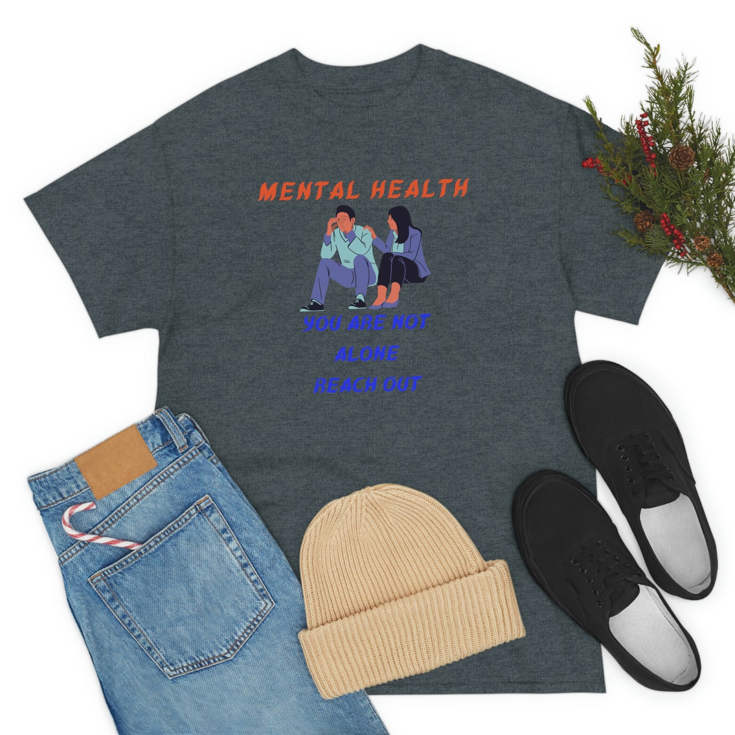 Mental Health You Are Not Alone Unisex Heavy Cotton Tee