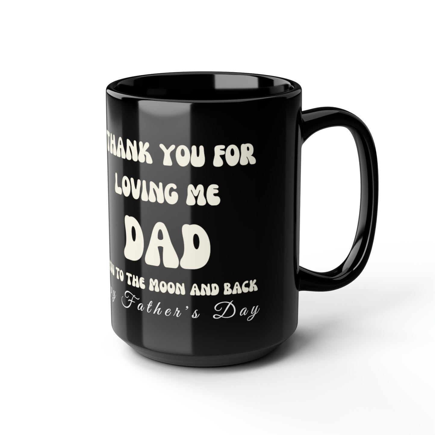 Exotic Print Father's Day "Love you to the moon and back" Black Mug, 15oz