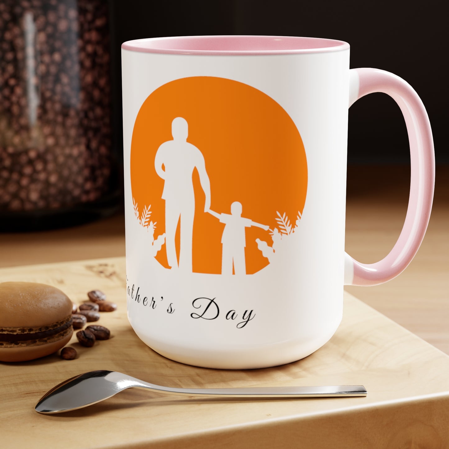 Exotic Print Father's Day Two-Tone Coffee Mugs, 15oz