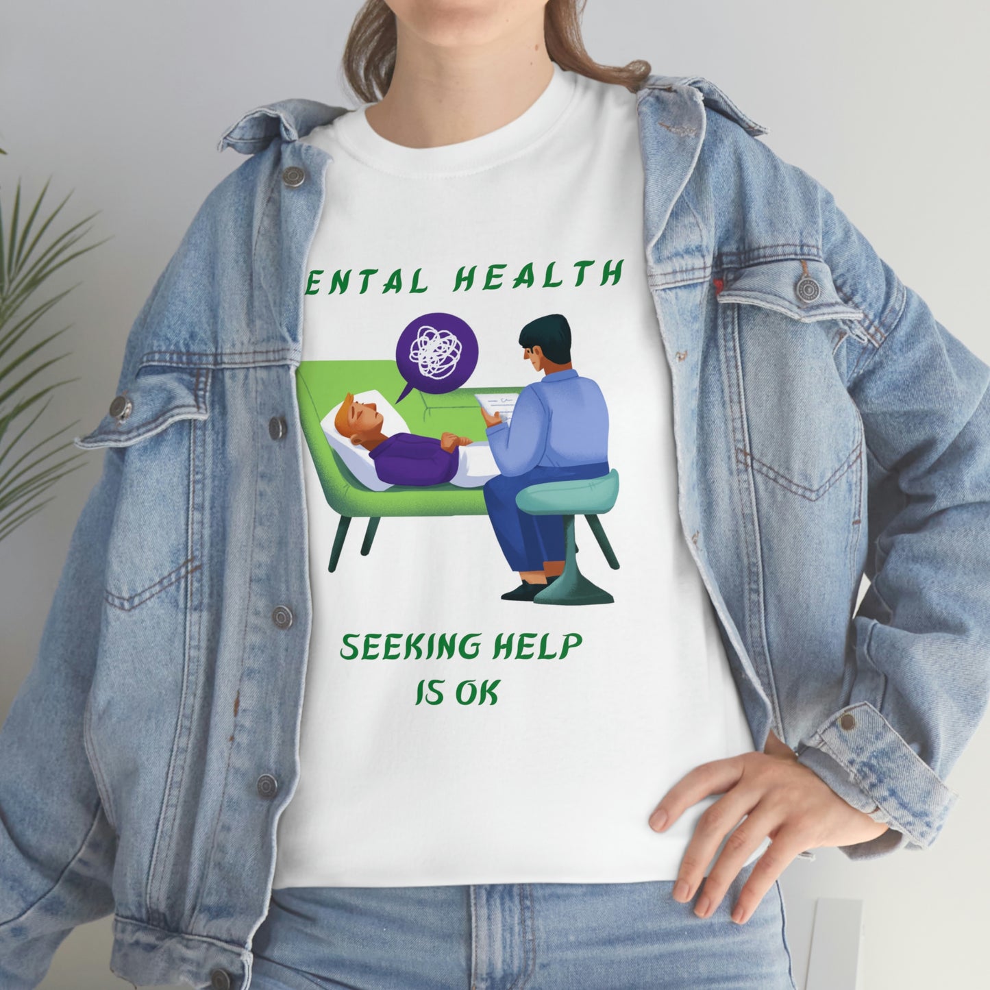 Mental Health Seek Help Unisex Heavy Cotton Tee