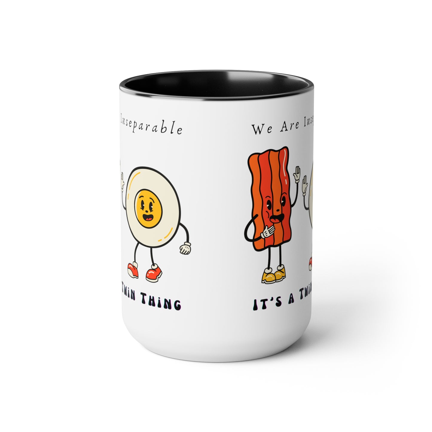 Twin Two-Tone Coffee Mugs, 15oz