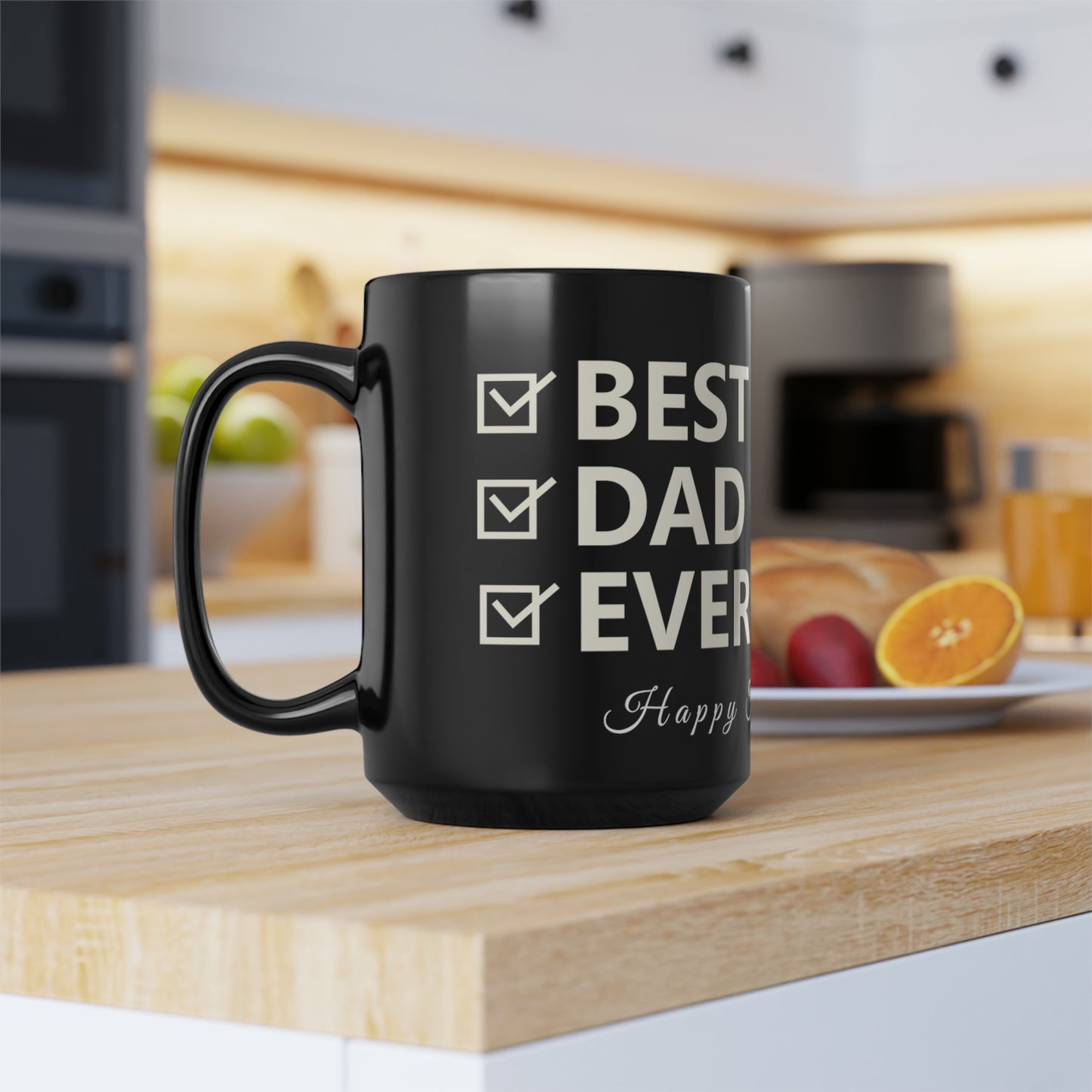 Exotic Print Father's Day Black Mug, 15oz