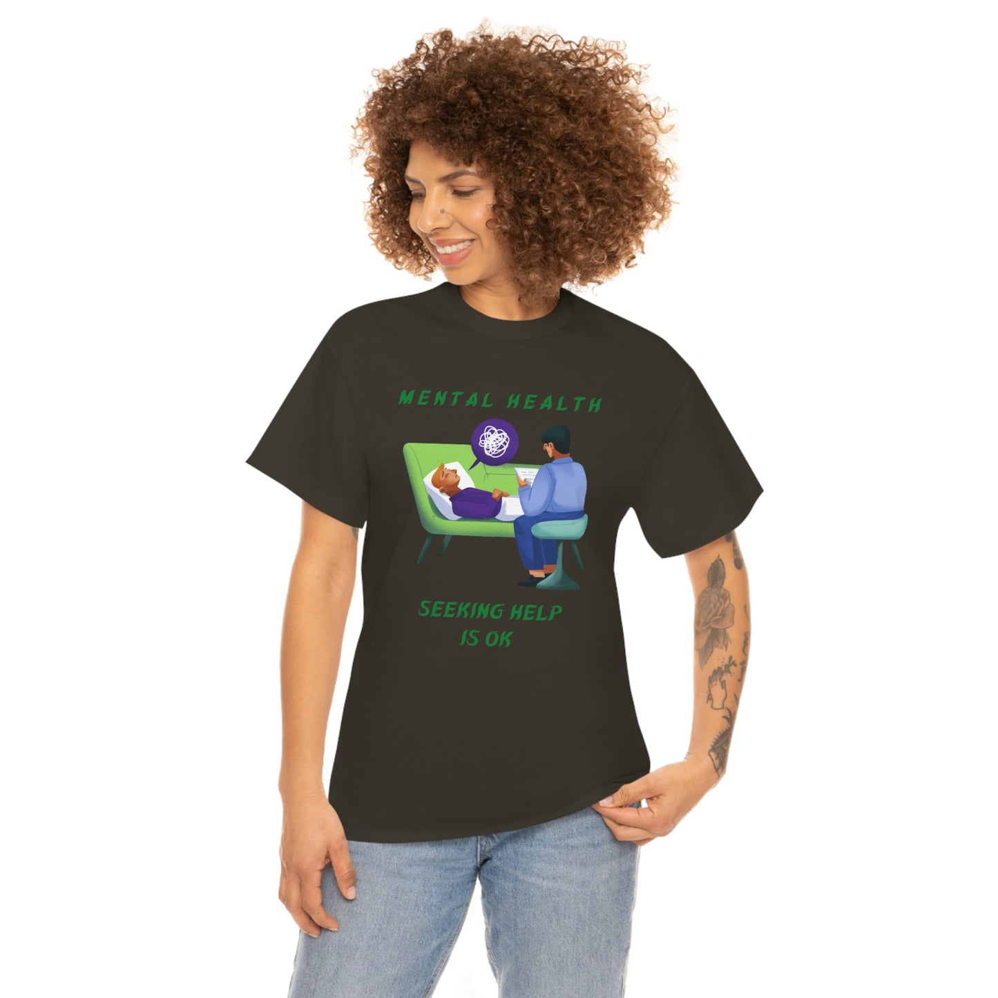 Mental Health Seek Help Unisex Heavy Cotton Tee