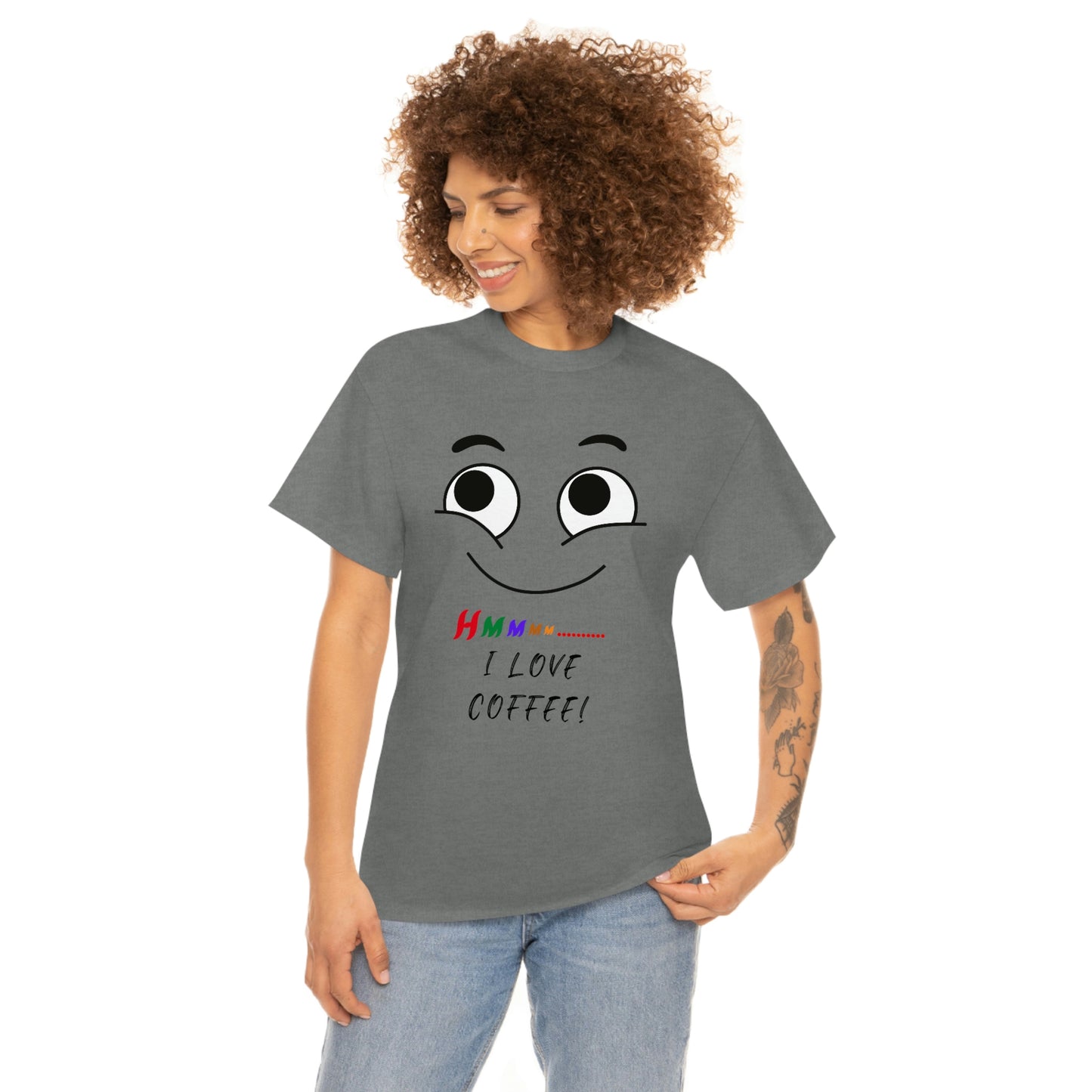 Hmmm... I Love Coffee, Unisex Heavy Cotton Tee