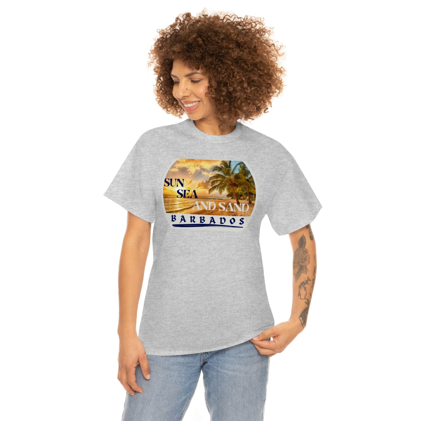 Sun Sea Sand Barbados Unisex Heavy Cotton Tee