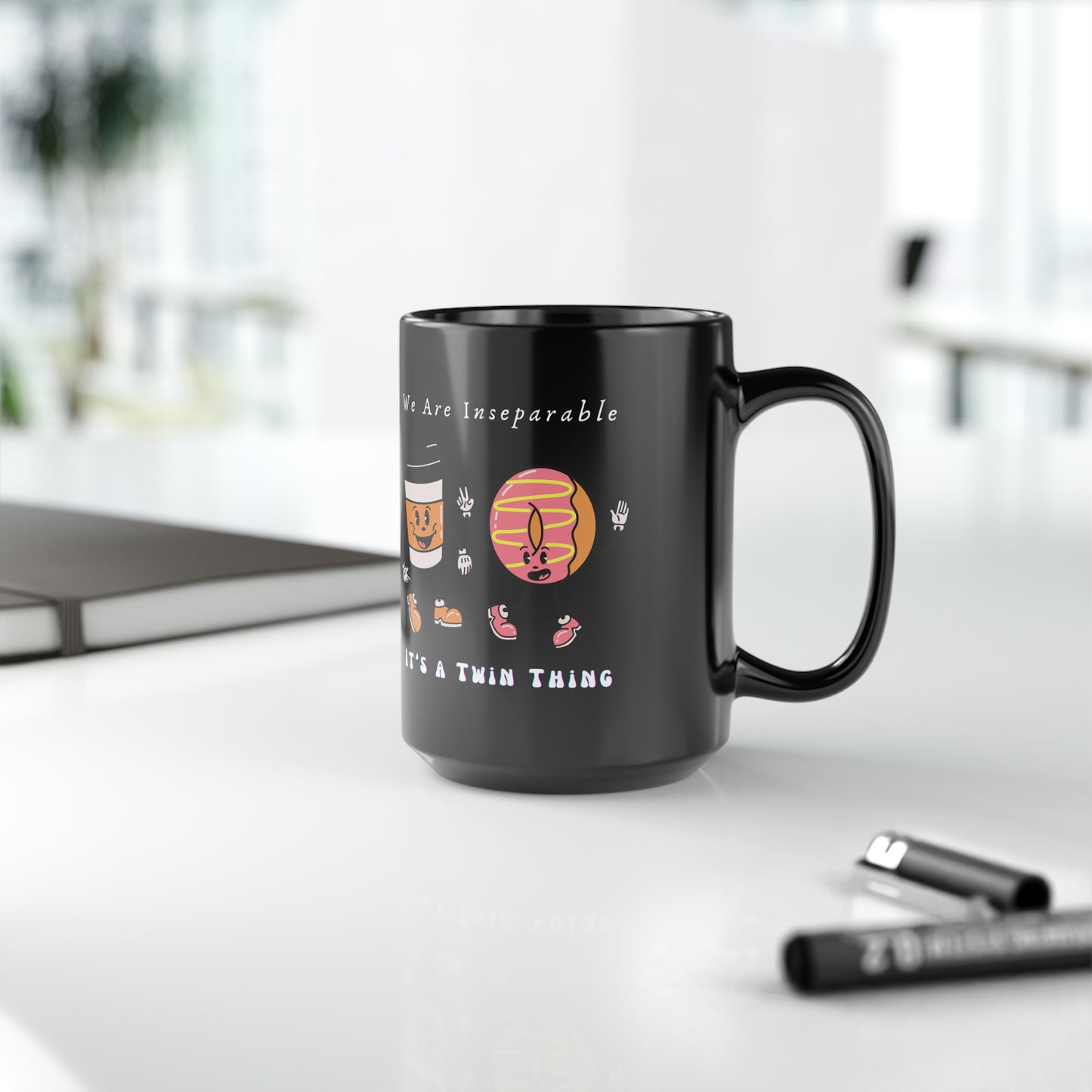 Twin Black Mug, 15oz