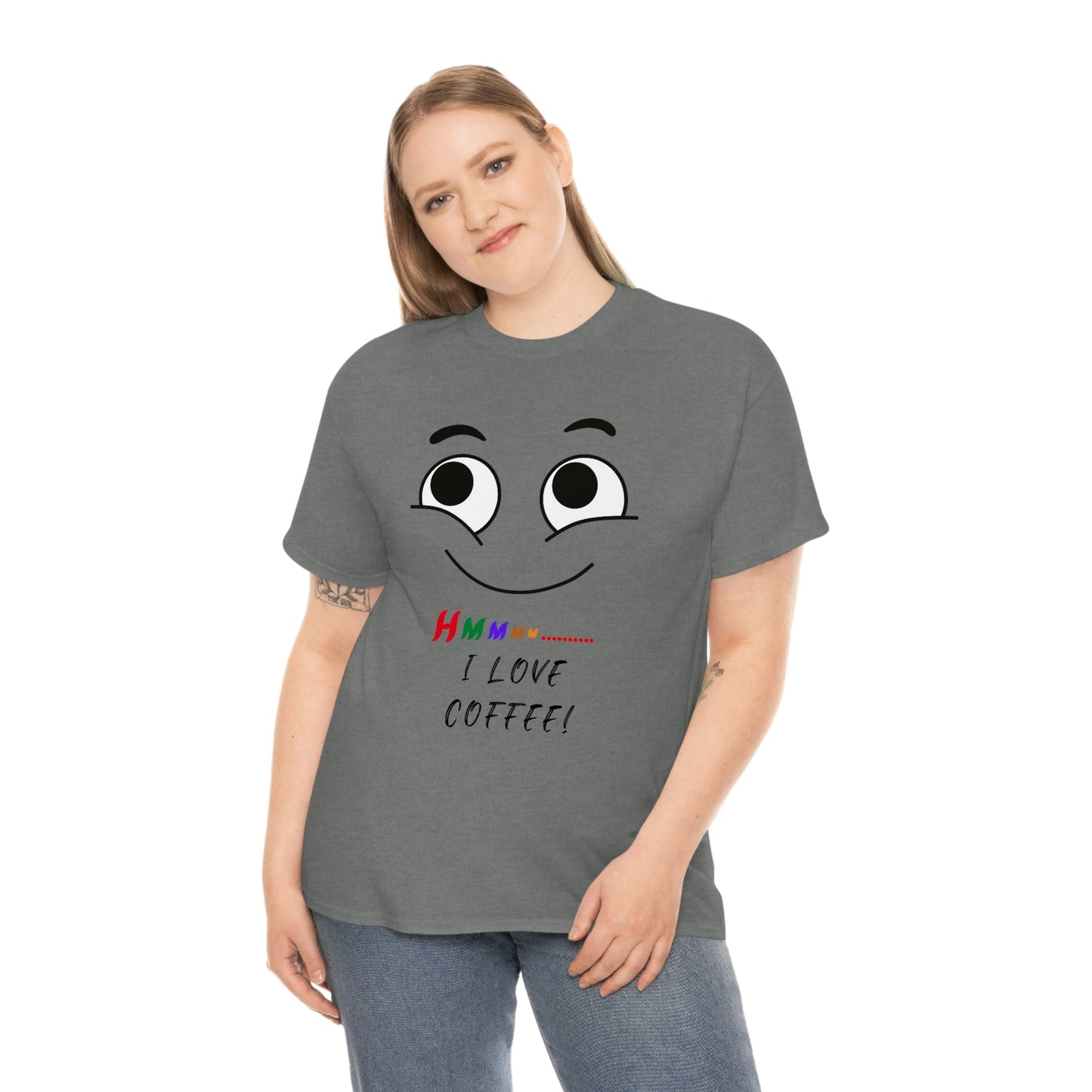 Hmmm... I Love Coffee, Unisex Heavy Cotton Tee