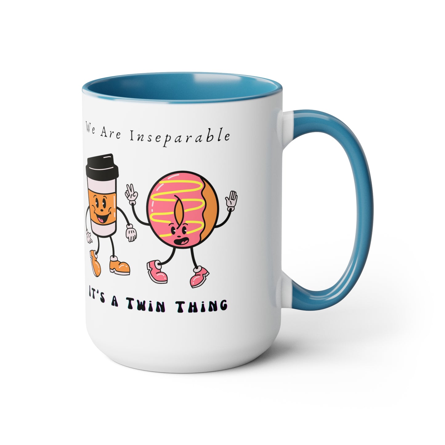 Twin Two-Tone Coffee Mugs, 15oz