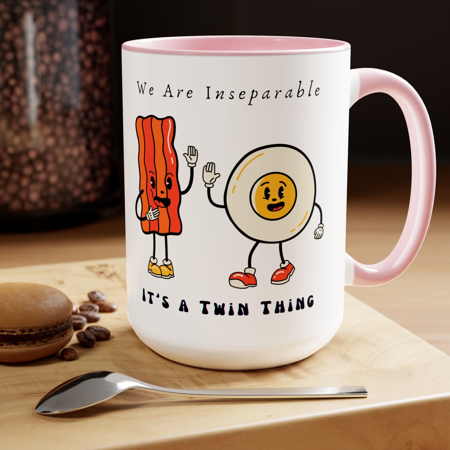 Twin Two-Tone Coffee Mugs, 15oz