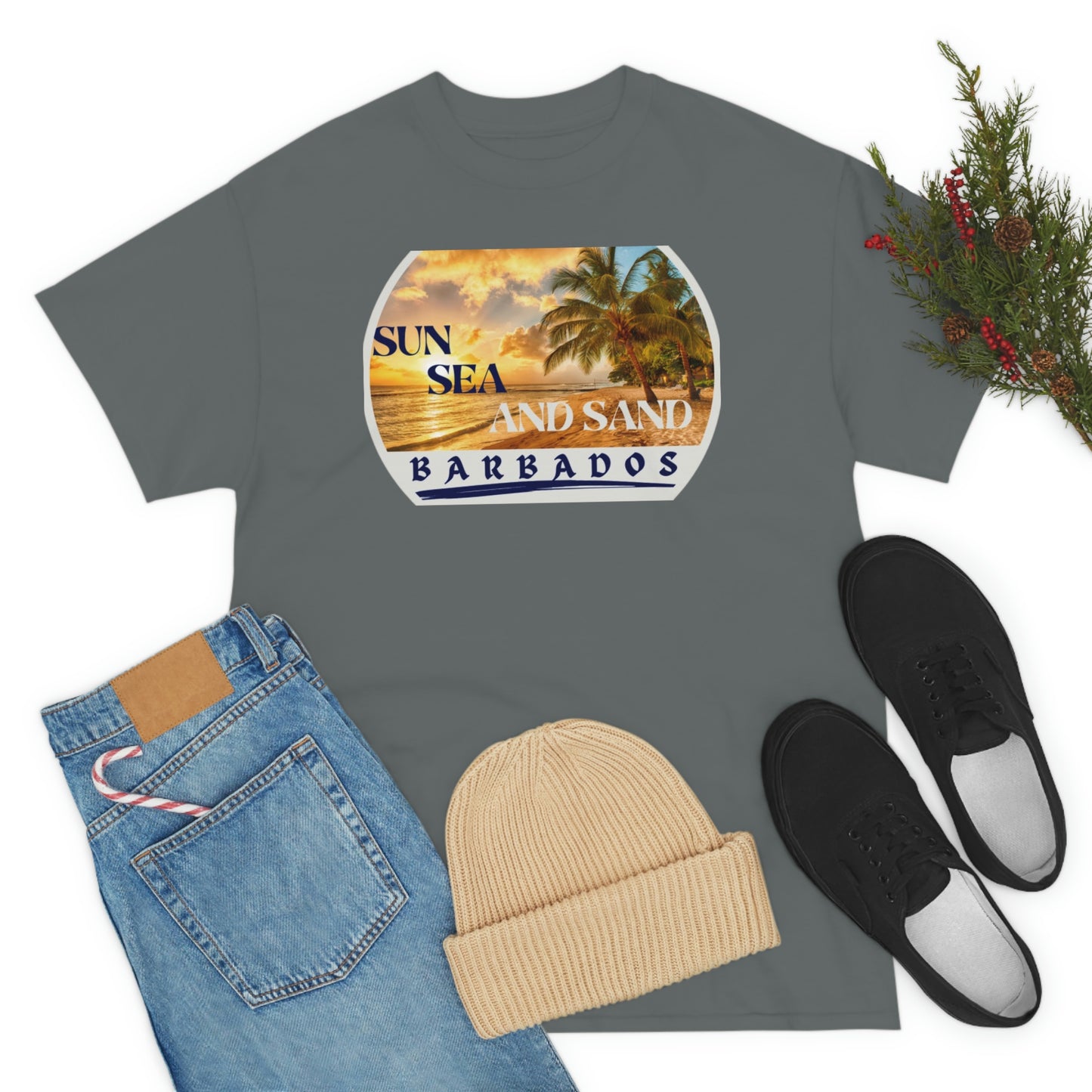 Sun Sea Sand Barbados Unisex Heavy Cotton Tee