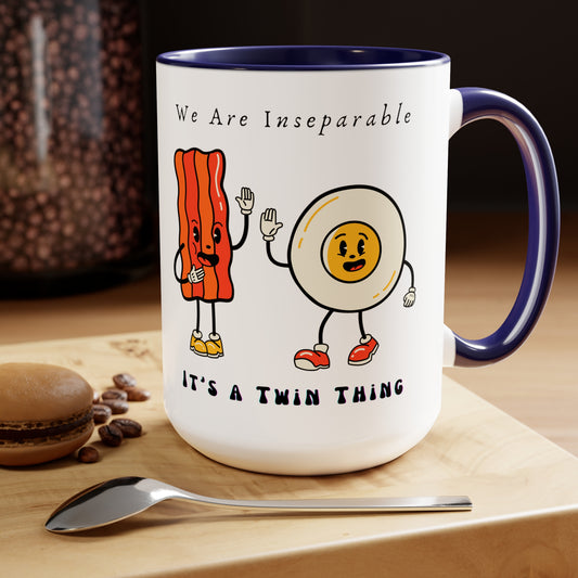 Twin Two-Tone Coffee Mugs, 15oz